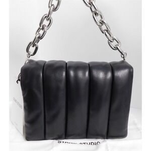 New‎ Stand Studio Brynn Panel Black Leather Silver Chain Bag